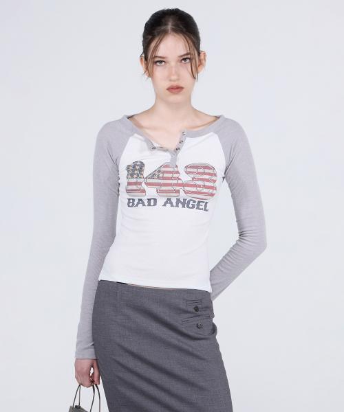 Flag Raglan T-shirt Ivory/Gray