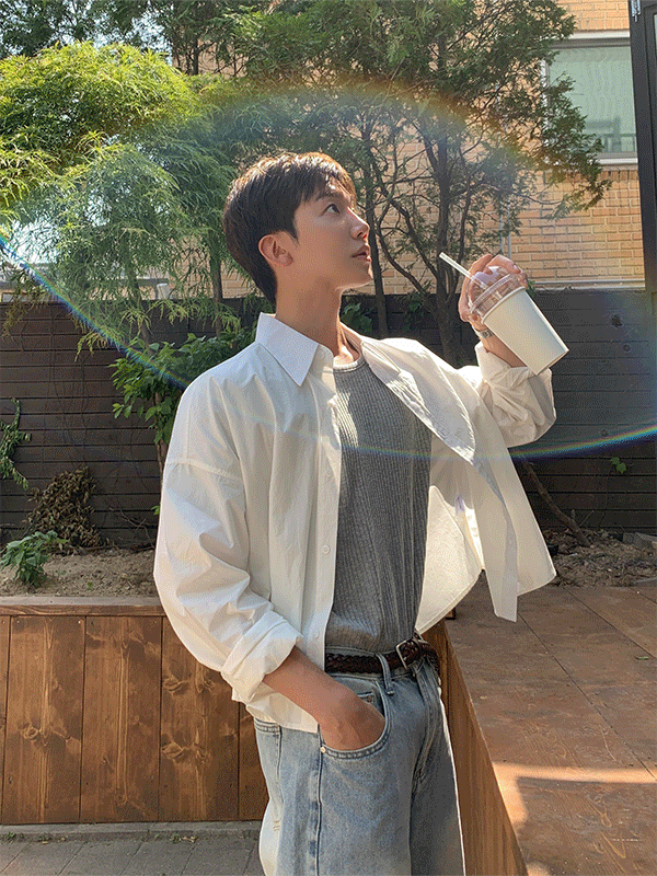 킨더 워싱 코튼 크롭 셔츠