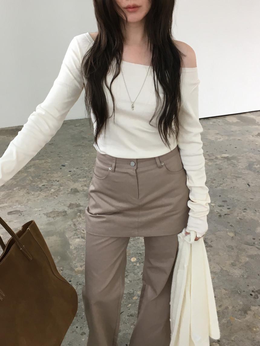 한시오분 누즈 nuese 데이 오프 티셔츠 오프숄더 긴팔 티셔츠