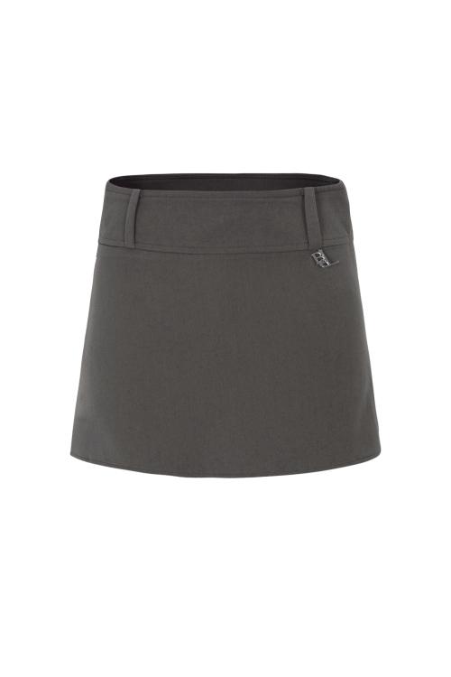 BELT MINI SKIRT-BROWN