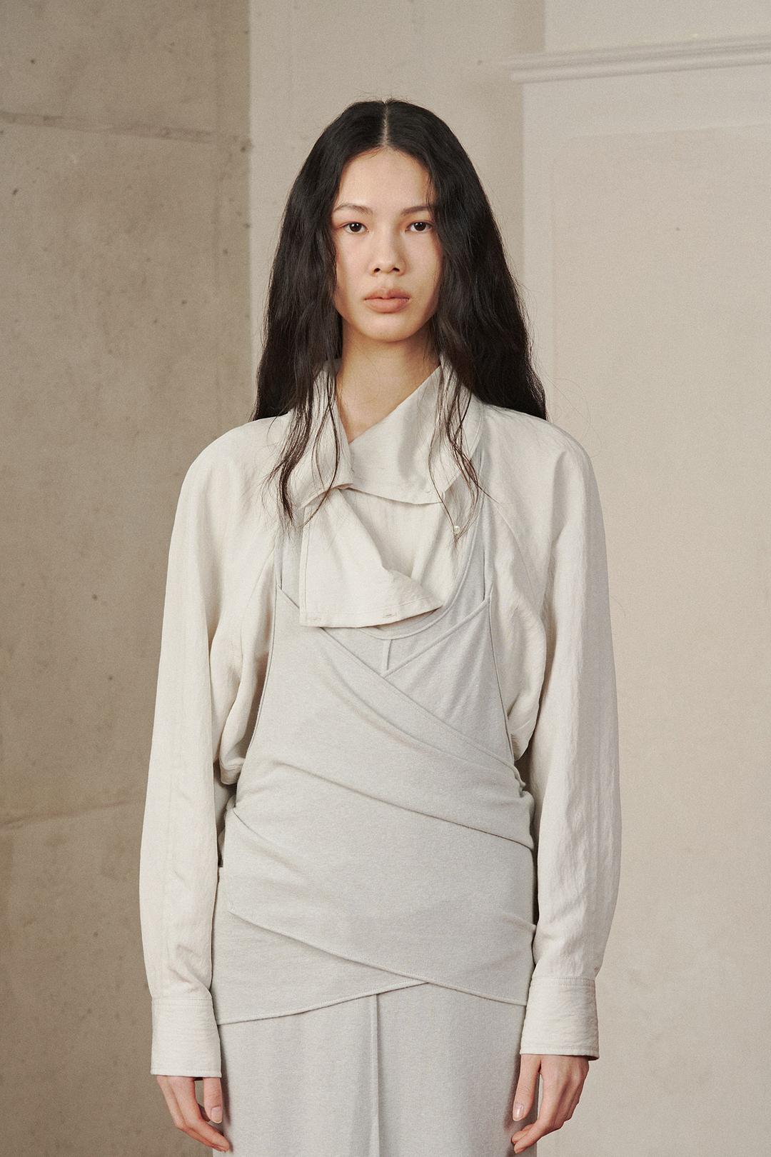 Asymmetry Draped Blouse