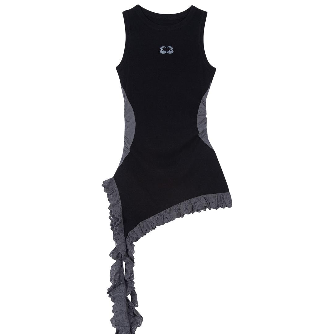 Lace Tail Sleeveless  Black Charcoal