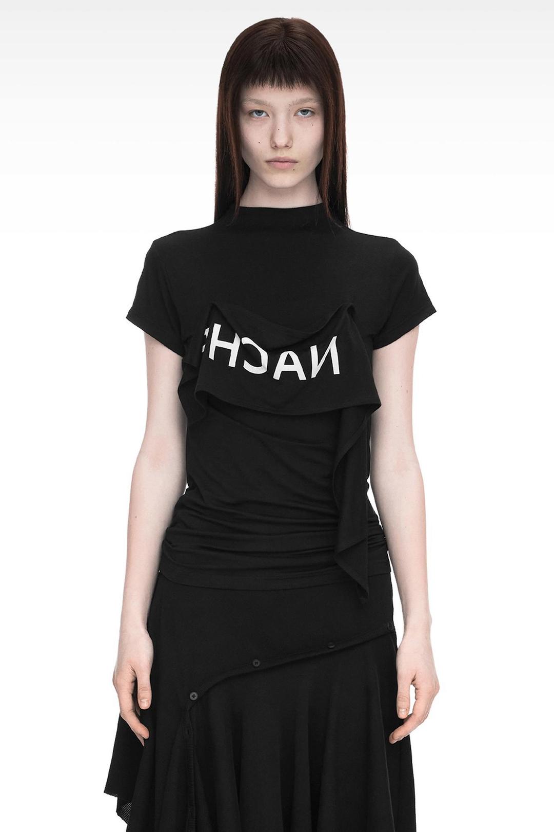 2-WAY PRINTED SLIM T-SHIRT BLACK