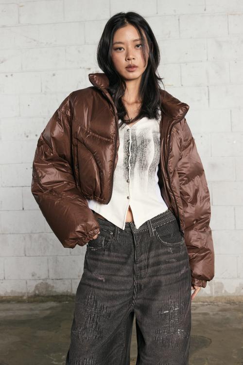 효키 리빌드 스티치 덕다운 패딩(브라운)