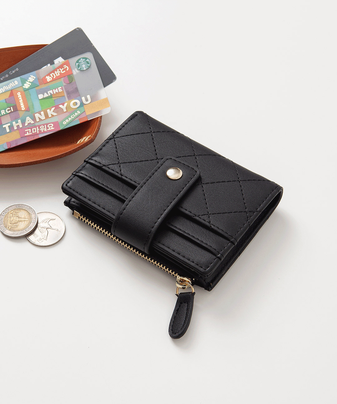 코인 포켓 퀼팅 반지갑 EPU004