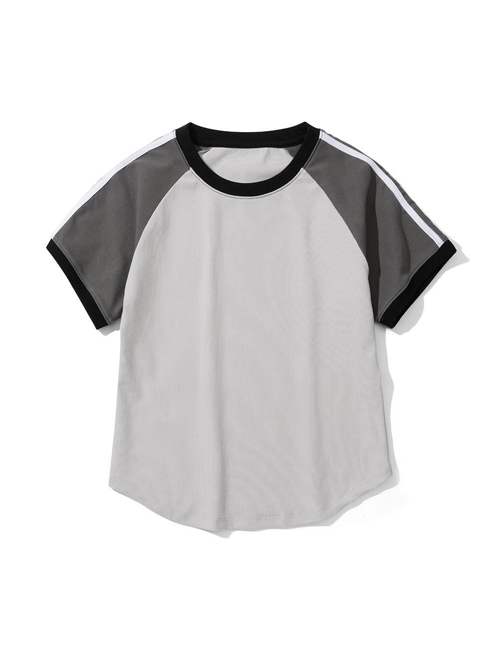 W. 래글런 숏 슬리브 배색 링거티 [GRAY]_SEWTS004GRAY