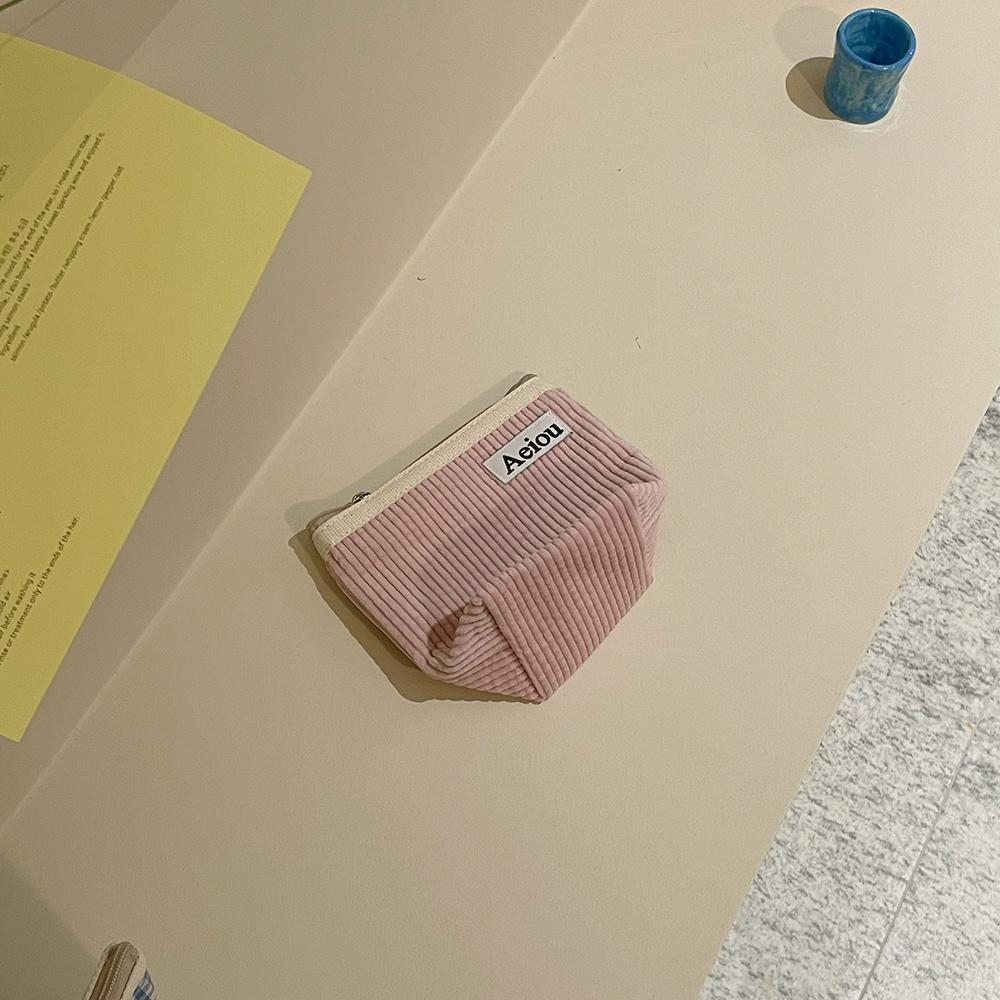 Aeiou Basic Pouch (M size) Strawberry Cream Corduroy