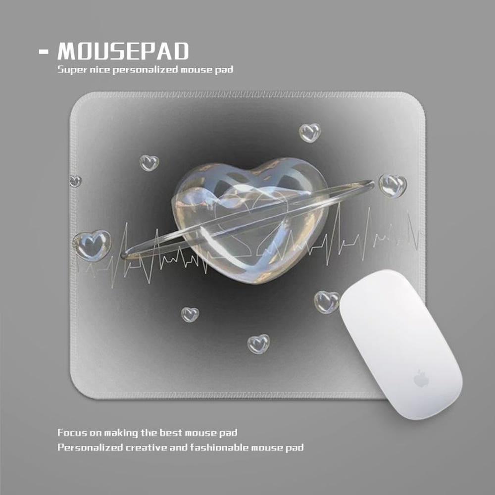 Y2K 실버 하트 마우스패드 매트 책상꾸미기