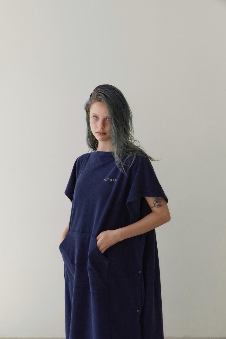 RVIS terry twoway poncho navy