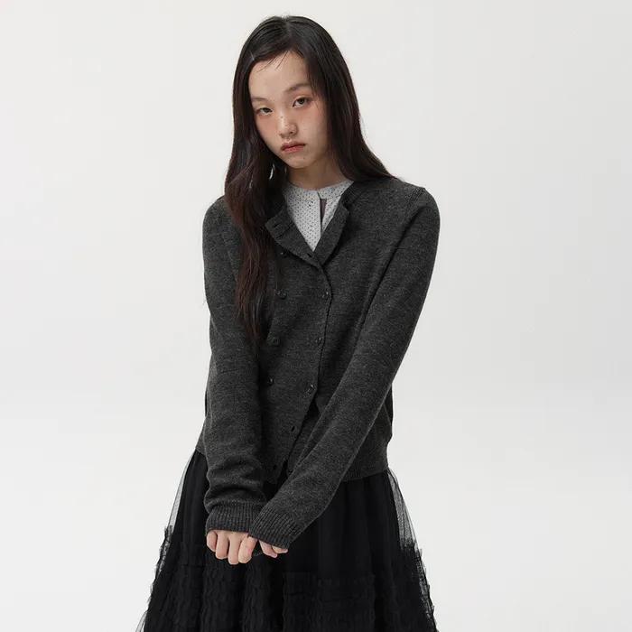 DOUBLE BUTTON CARDIGAN, CHARCOAL