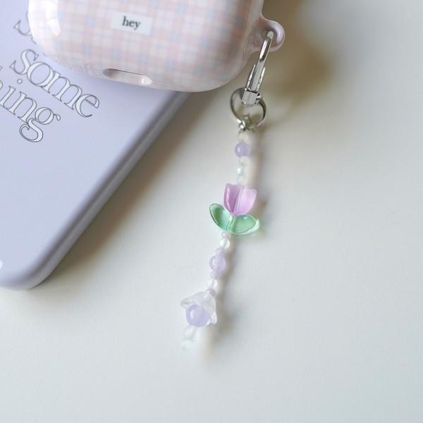 Tulip key ring - pink/ purple/ blue