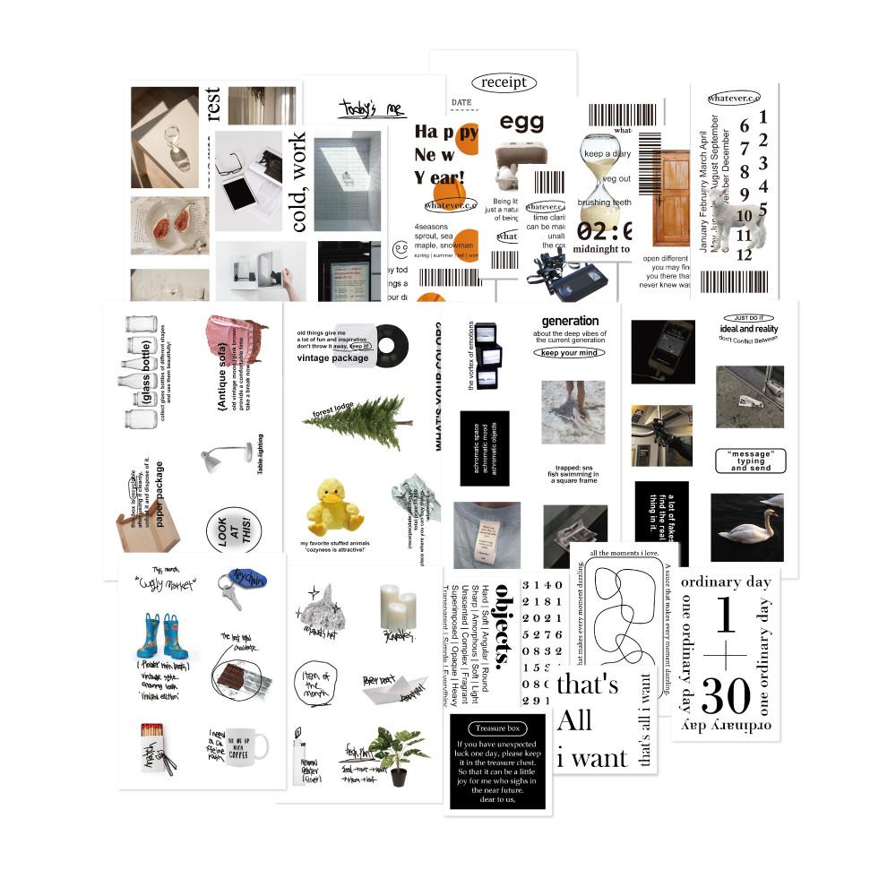 [WTER PACK5] 스티커팩 흑백 힙한 다꾸팩 오브젝트 레터링 데코 떡메 다꾸세트