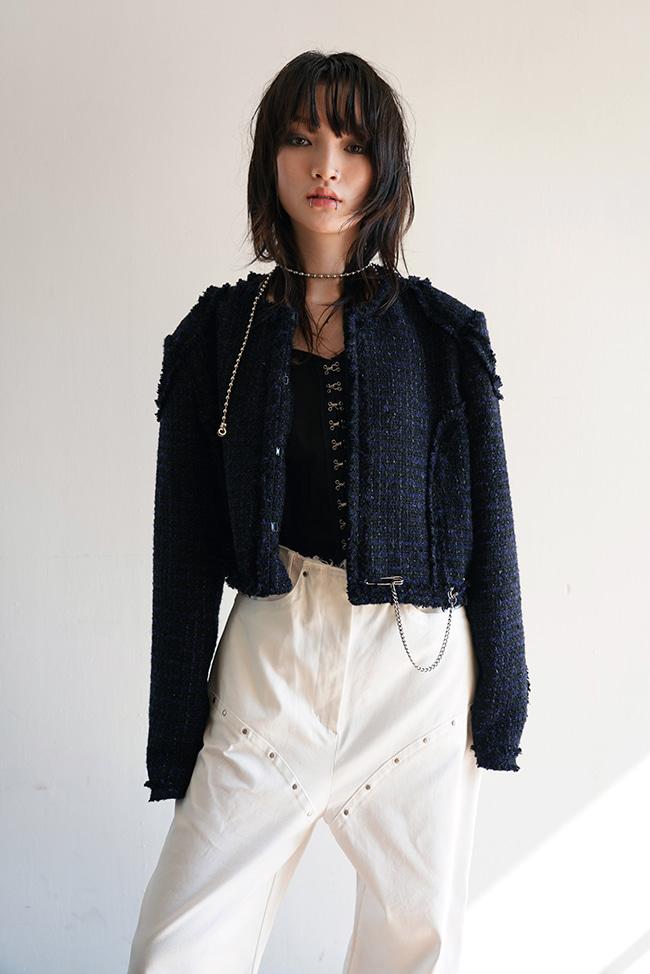 (limited) ROUGH TRIMMING TWEED JACKET
