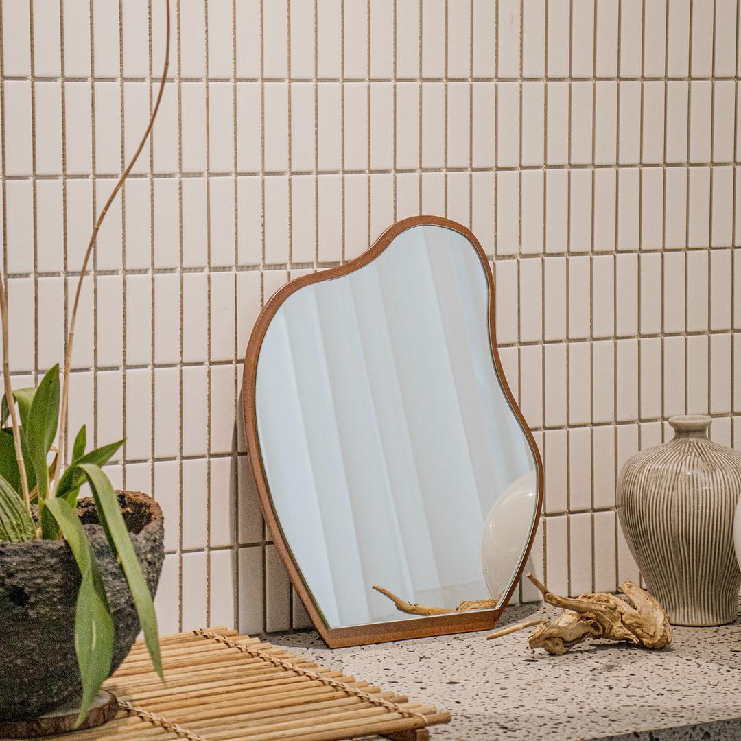 루아 원목 웨이브거울