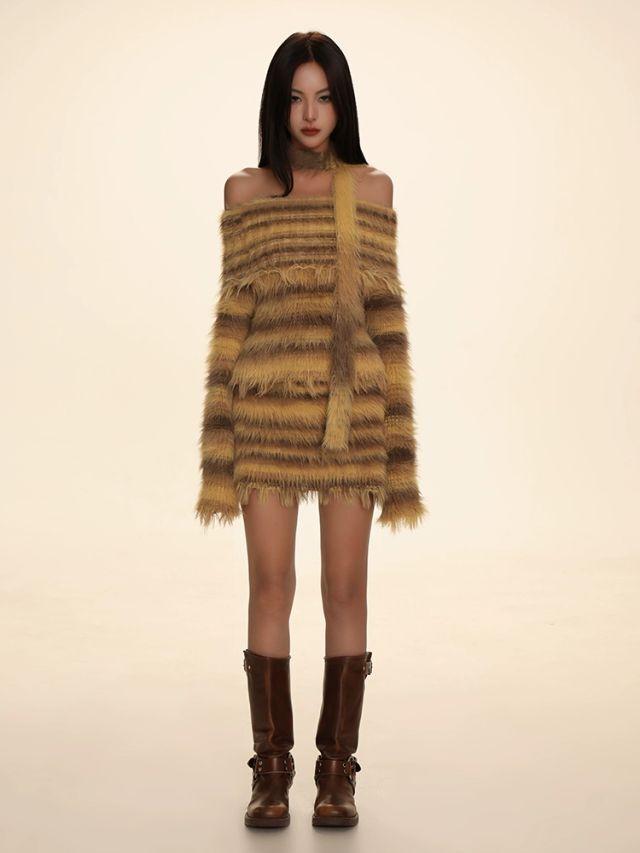 DONOTTAG 플러피 오프숄더 탑/스커트 (3 컬러)