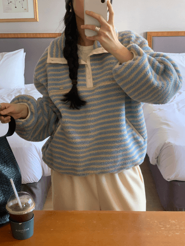 뽀글이 단가라 아노락 후리스 반집업(2color)