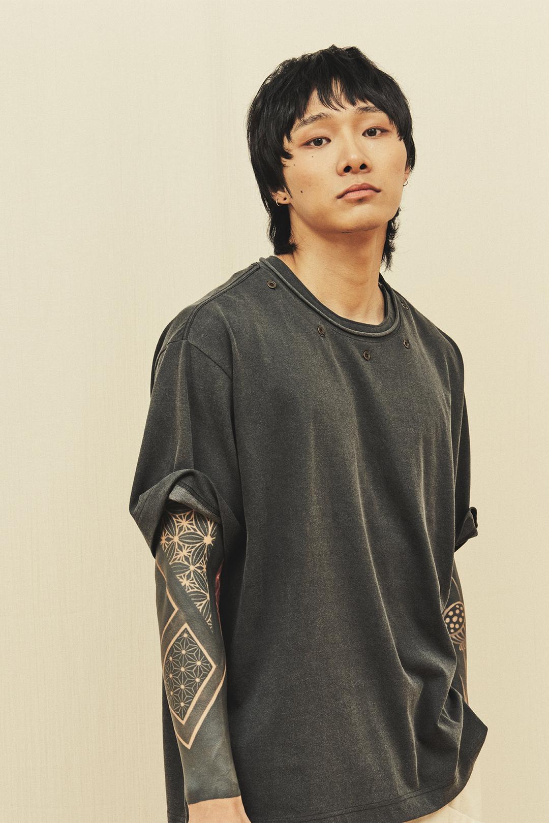 Button Detachable T-Shirt - Charcoal