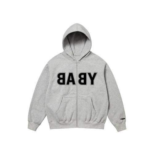 베이비 로고 큐빅 후드집업 그레이 (10/15일 예약배송)