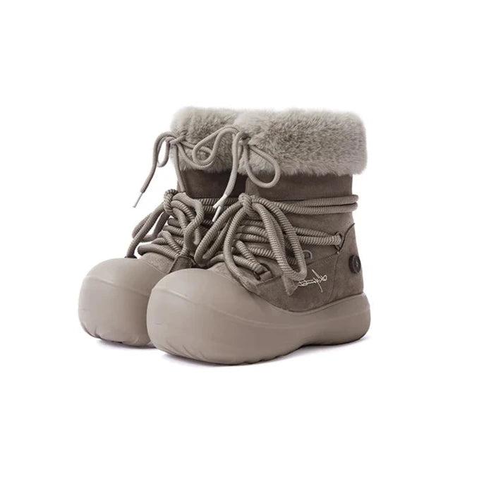 Short Fur Long Tube Snow Boots - US 3.5 MEN/US 5 WOMEN=IT 35 / Gray / Unisex