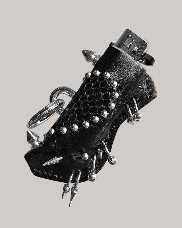 LOVE Spike Black Leather Lighter Holder