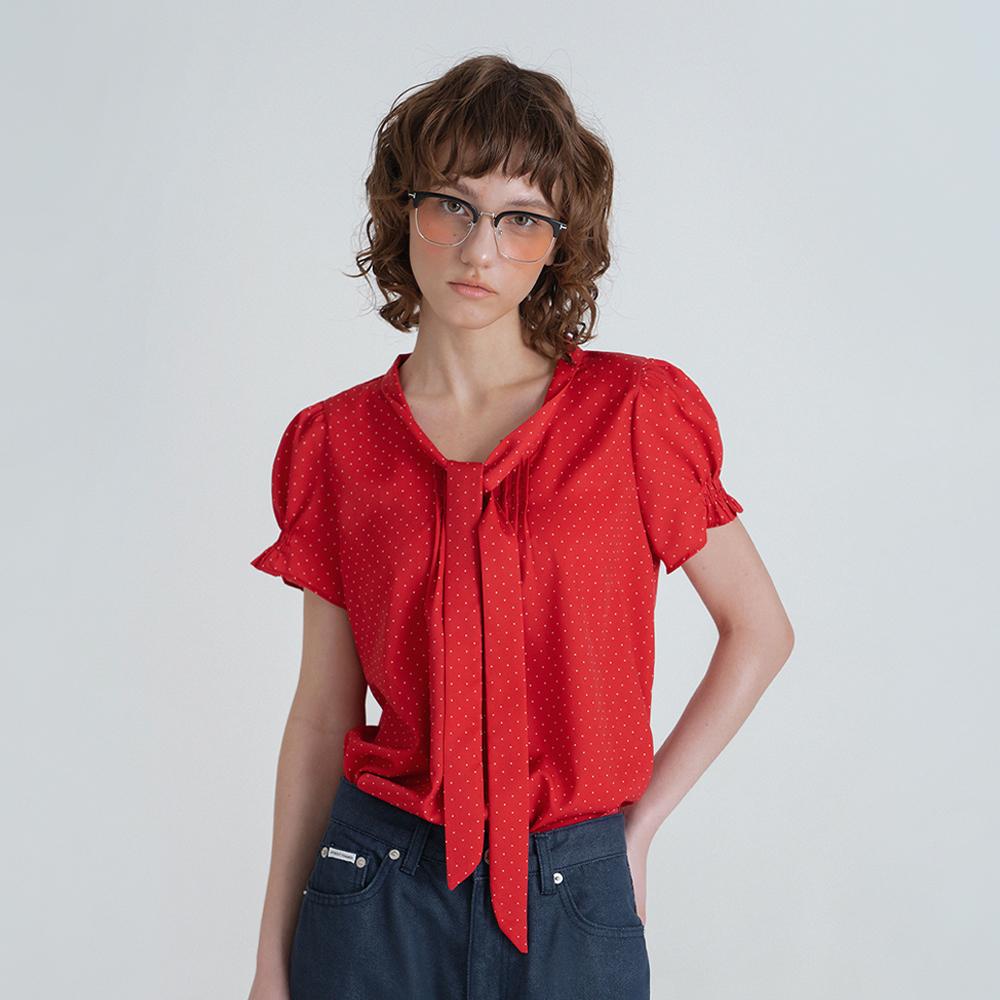 Dot button blouse_red