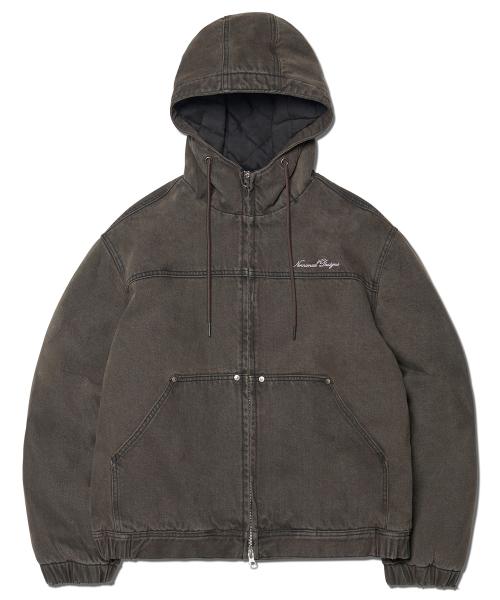 W.D HOODED ZIP-UP JACKET - WASHED BROWN