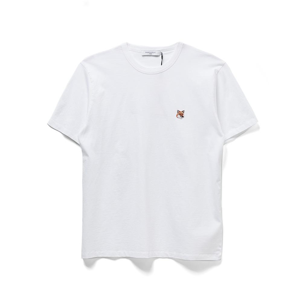 (M) 메종키츠네 폭스헤드 로고 티셔츠 - 화이트 (AM00103KJ0008 P100)