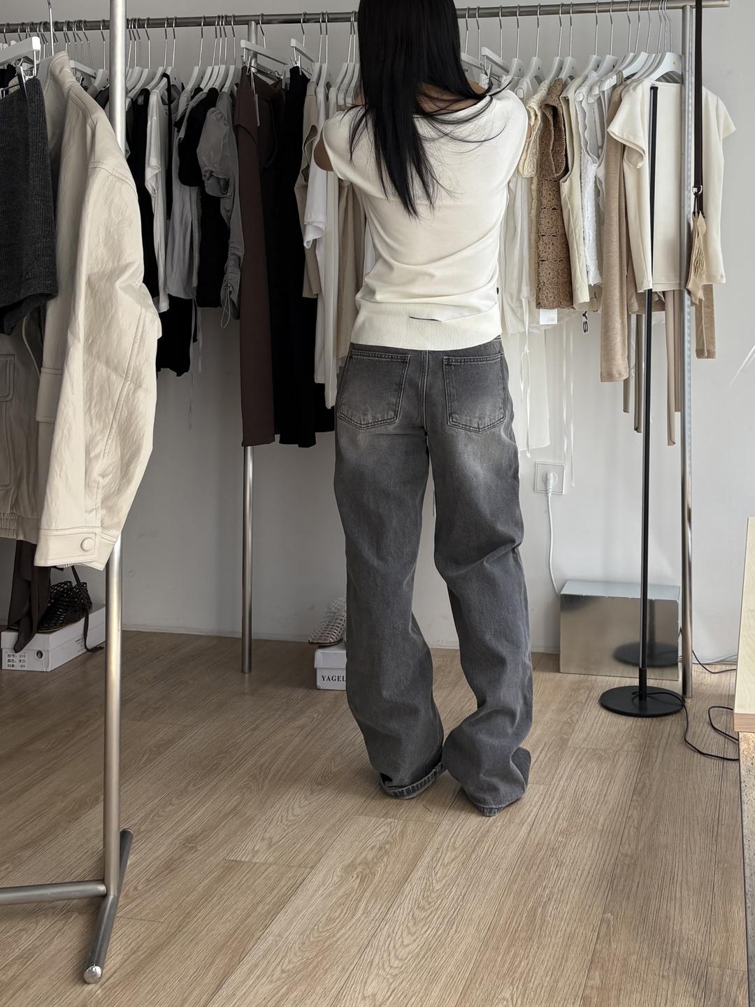 gray denim pants (1color)