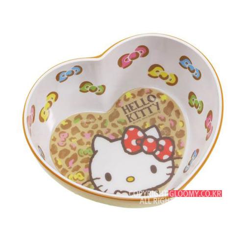 헬로키티 하트 멜라민볼[브라운레오파드](일)