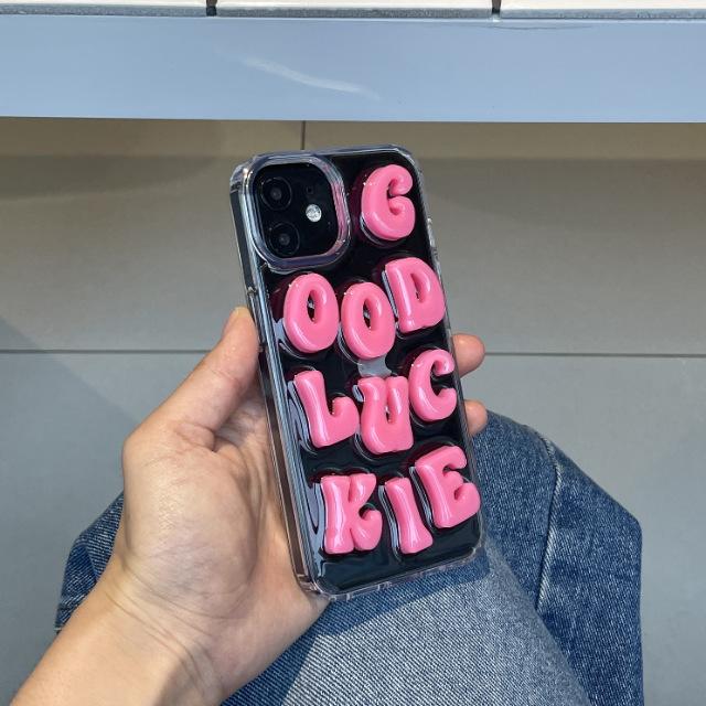 cute alphabet phonecase (A ver.) hotpink