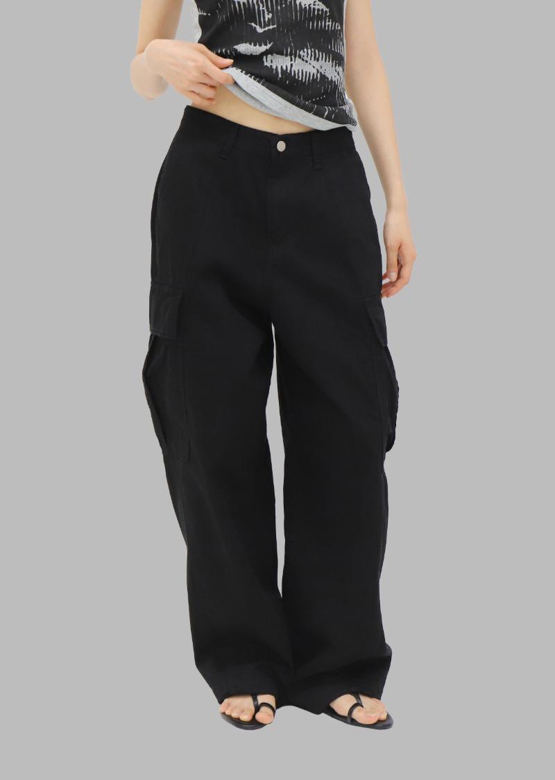 헤이지 스트링 카고 팬츠_블랙