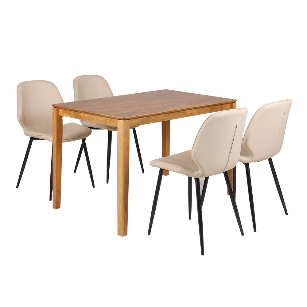 바니모던 원목테이블1200 가죽의자 모던 심플 4인식탁세트
