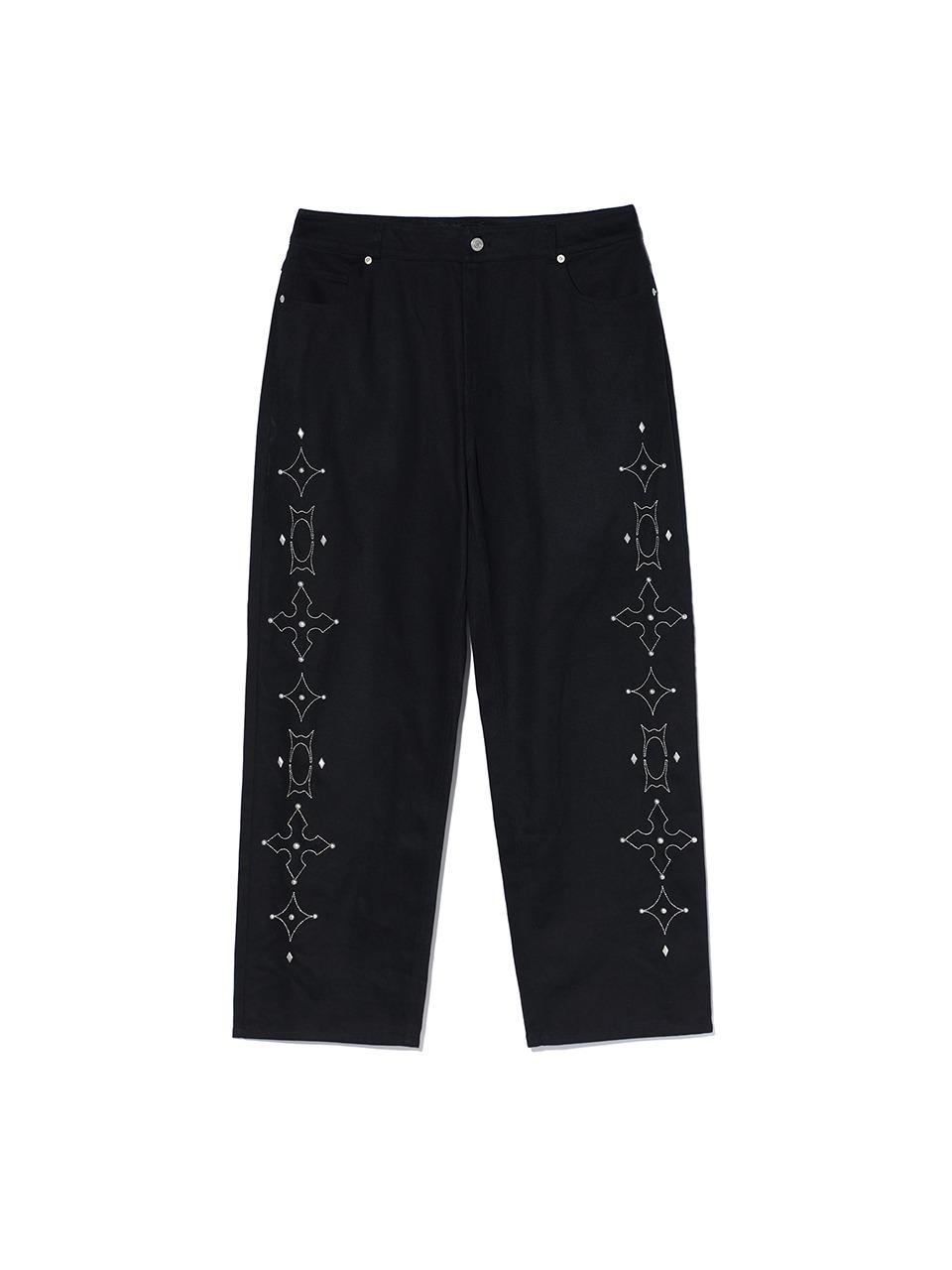 WORMHOLE STUD PANTS BLACK
