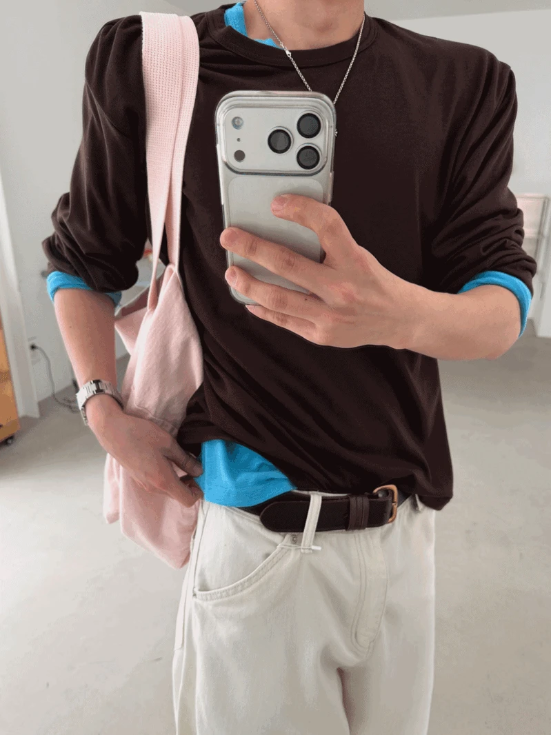 쿨 텐셀 레이어드 크롭 긴팔 티 (8color)