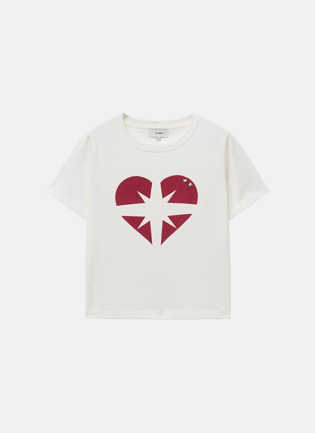 HEART SYMBOL STUD CROP TOP off white