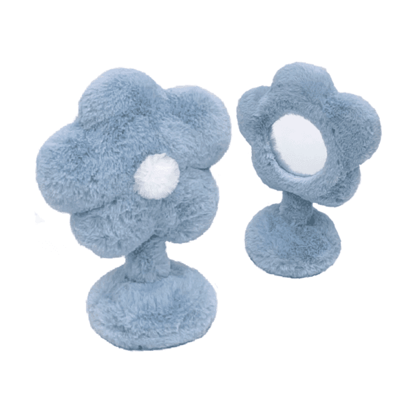 flower fur mirror (sky blue)