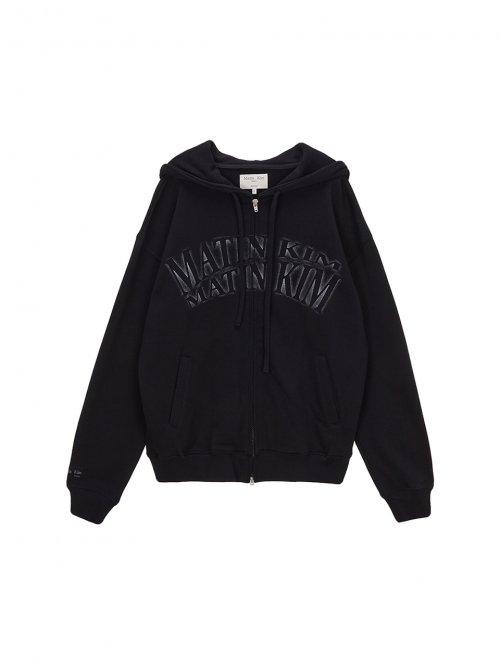 마뗑킴(MATIN KIM)  MATIN CRESCENDO LOGO HOODY ZIP UP JUMPER IN BLACK - 사이즈 & 후기 | 무신사