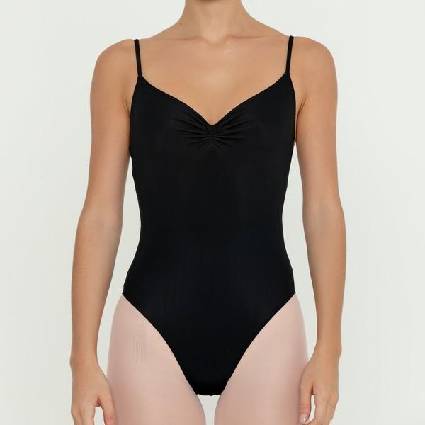 Bullet Pointe. Pinch-Front Leotard. Black