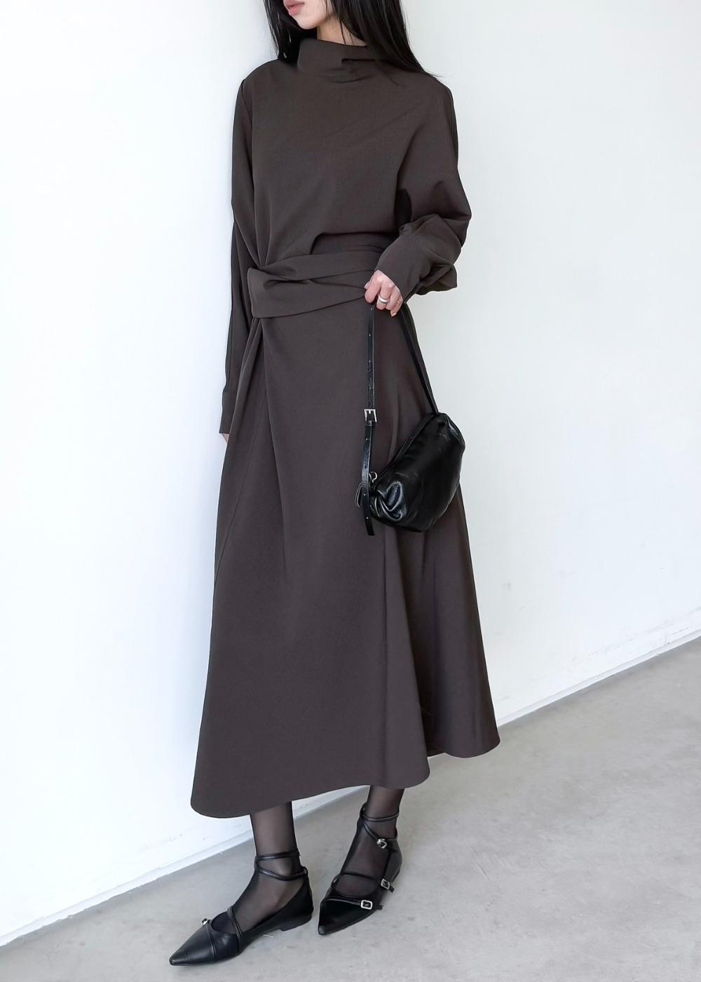 에반 하이넥 트위스트 랩 원피스 [2co]