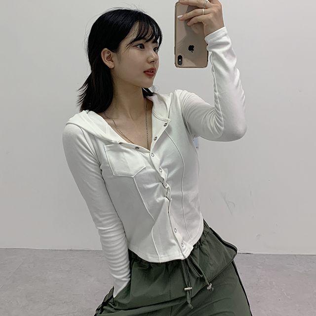 클리스 후드 크롭 가디건