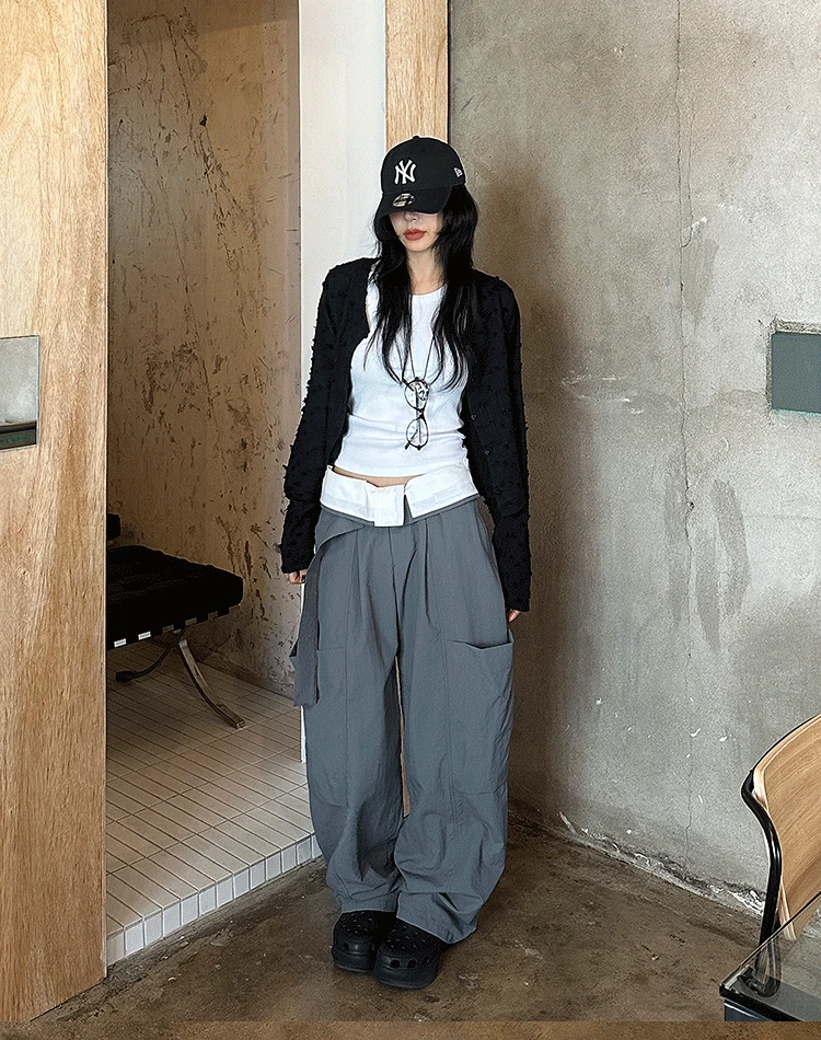 (UNISEX) 폴드 벨티드 팬츠