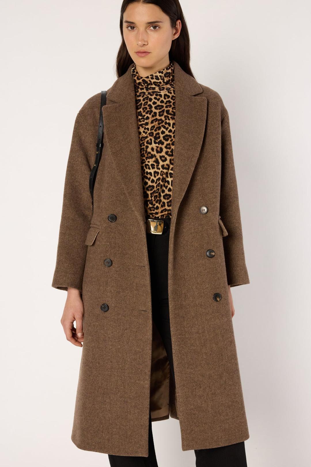 Double-breasted wool twill coat - MADY