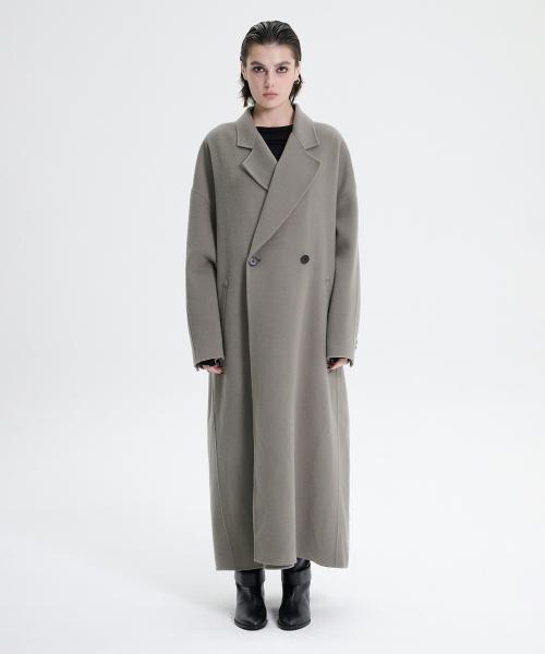Handmade) Wide Long Coat [ Khaki Gray ]