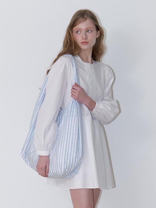 lace stripe oversized bag - blue