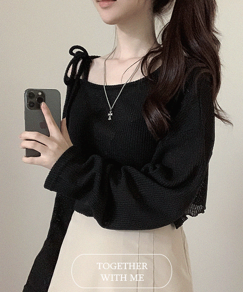 투게더위드미 어깨끈 묶어입는❤ 원숄더 오프숄더 그물 시스루 크롭 오버핏 니트 블랙 차콜 아이보리 살안타템 페스티벌룩
