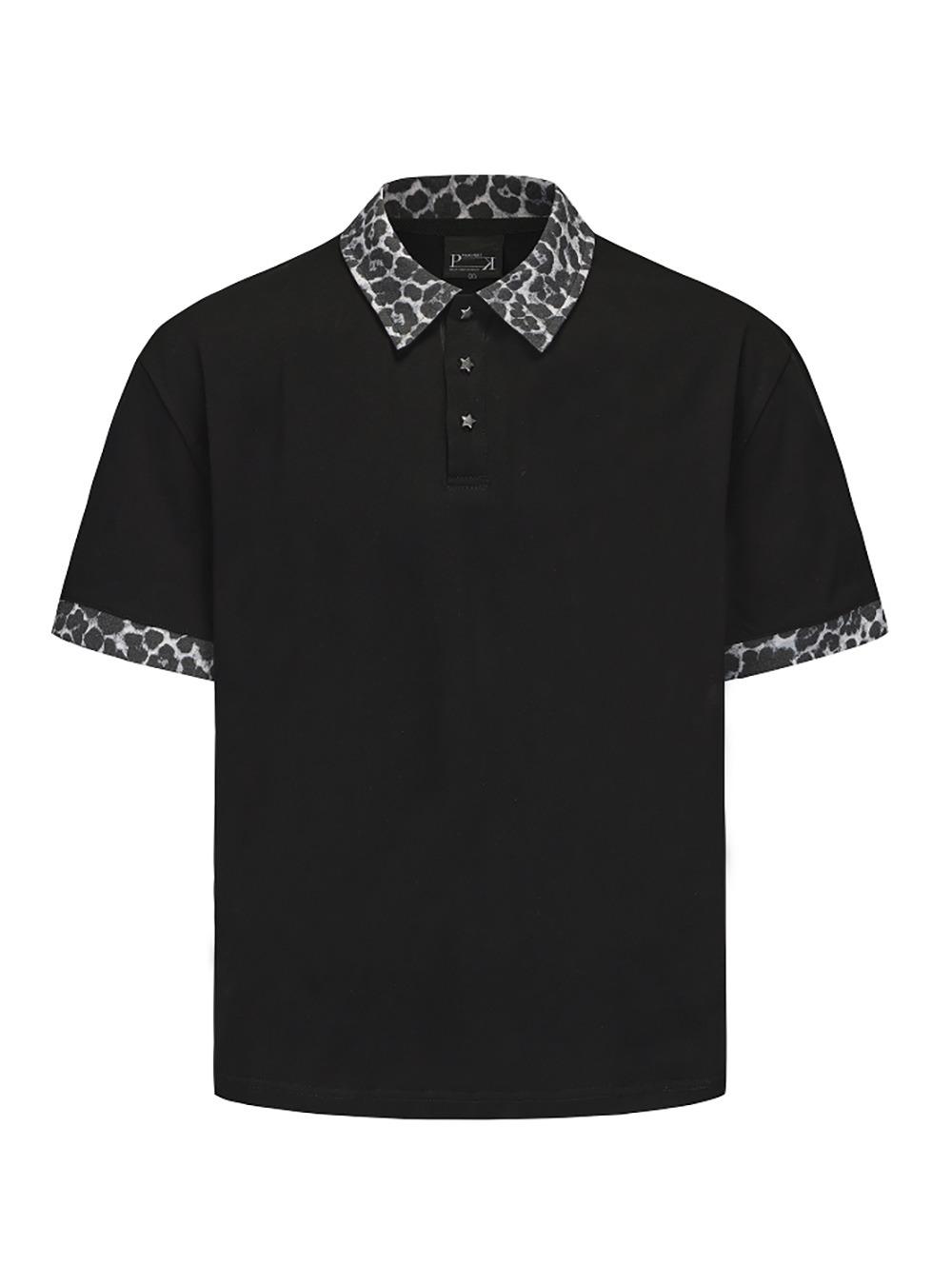 Gothic Embroidered Contrast Polo Shirt