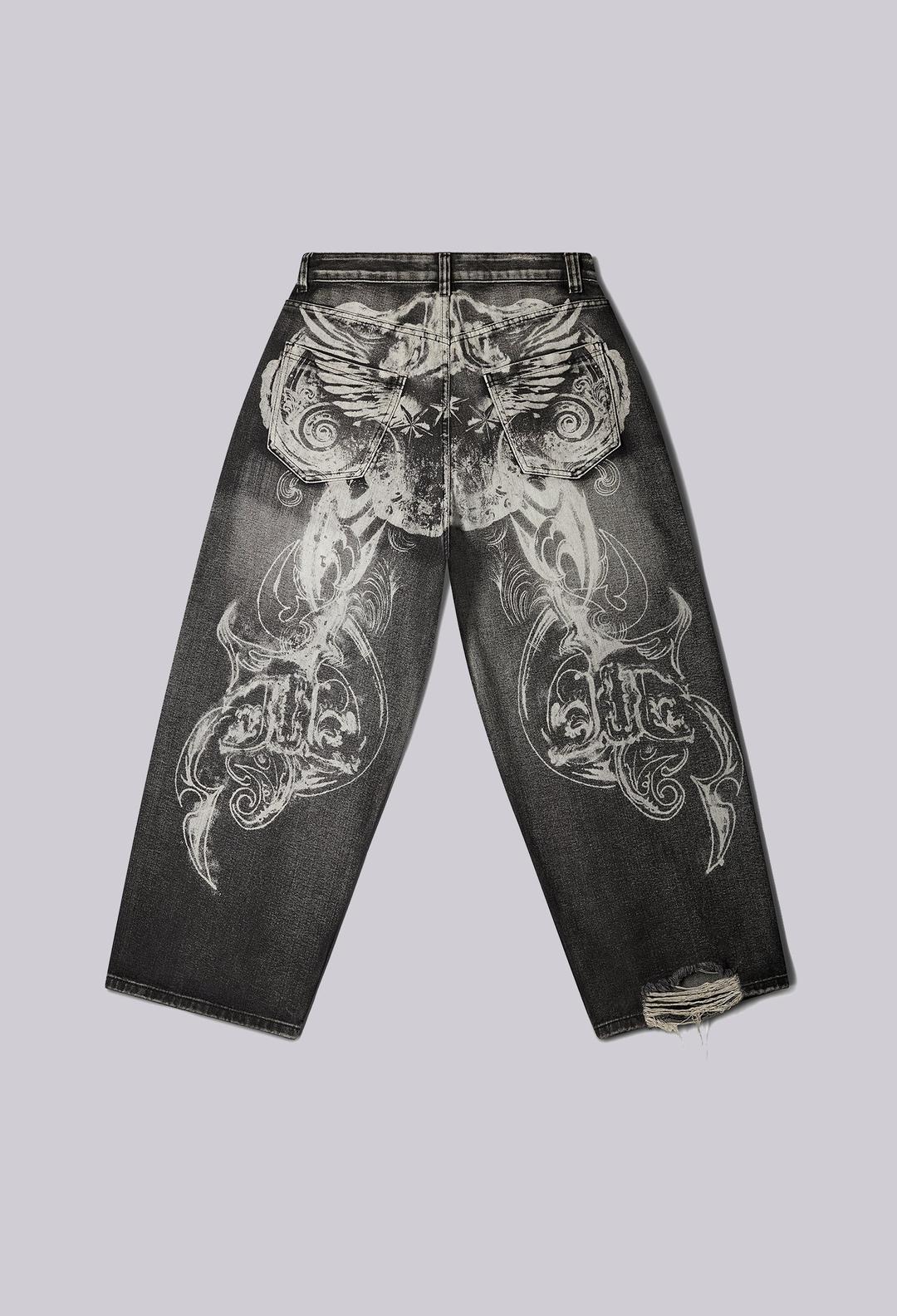 Gothic Print XL Colossus Jeans - W26 / Grey