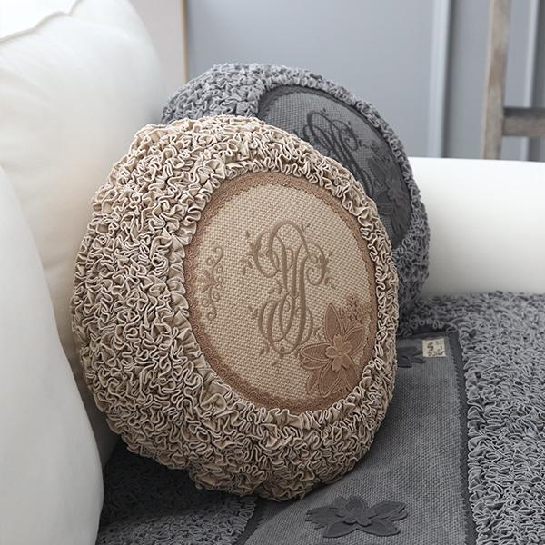 허니레이스 면 원형쿠션 - 2color