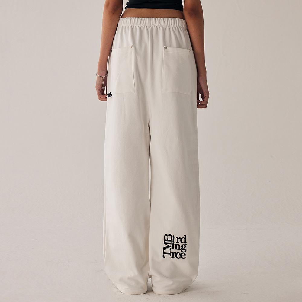 TMB Square Logo Sweat Pants [ White ]