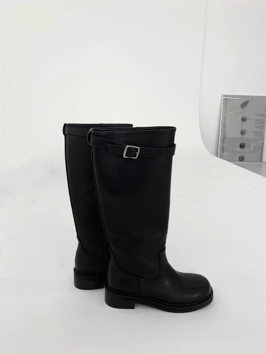[NEW/240당일출고] 벨티드 버클 롱 부츠 (2col)